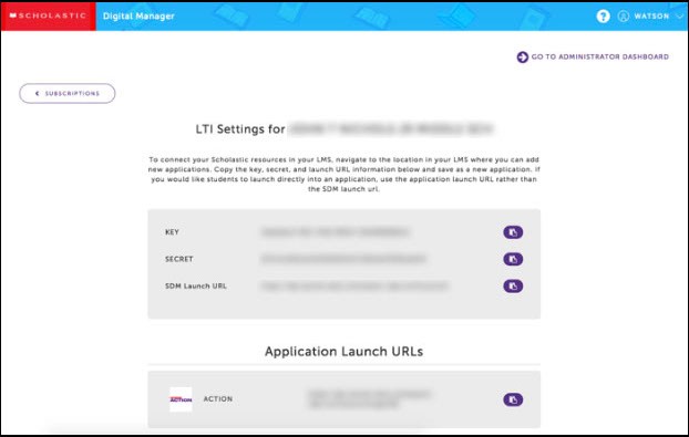 copy your LTI consumer secret and key from your Scholastic account page