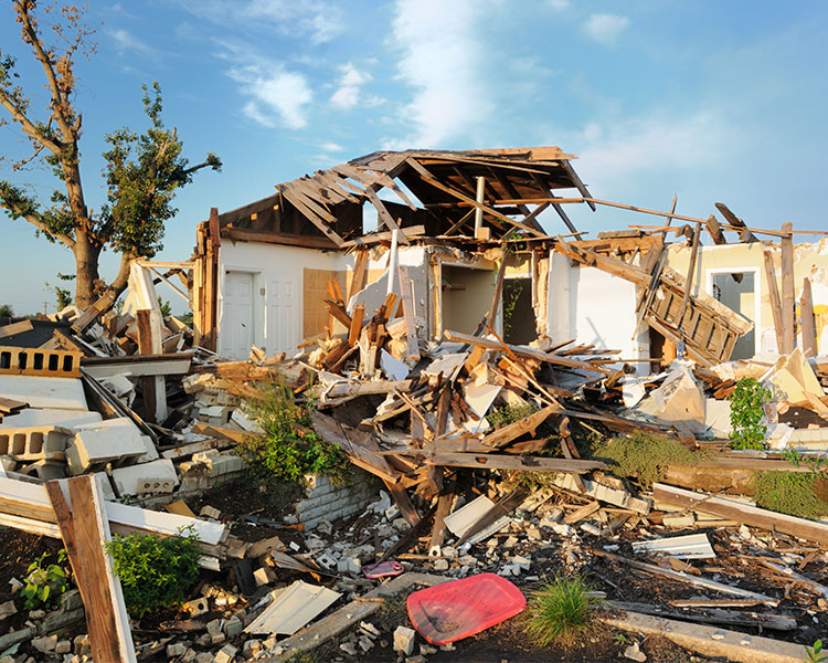 Photo of a destroyed house