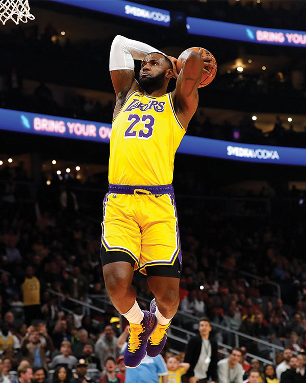 Photo of LeBron James going up for a slam dunk