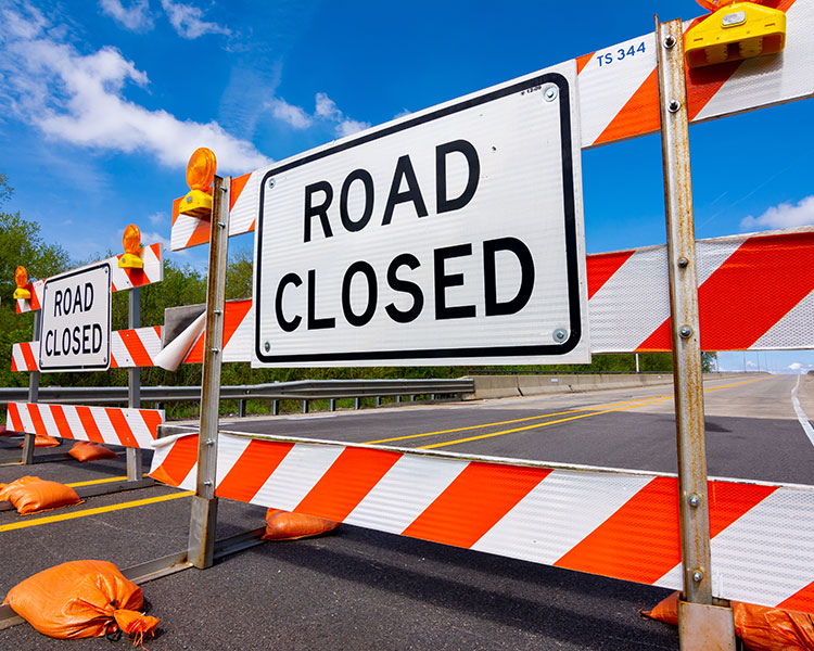 Photo of a "Road Closed" sign